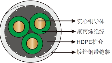 176℉/80℃ PP绝缘HDPE护套圆形潜油泵电缆