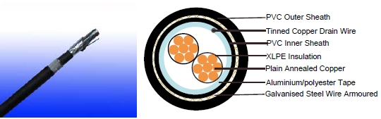 XLPE Insulated, PVC sheathed, overall screened & armoured Instrumentation cables (Multicore)