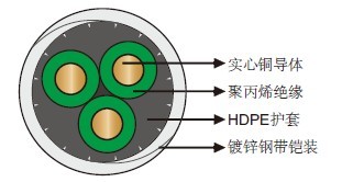 176℉/80℃ PP绝缘HDPE护套圆形潜油泵电缆